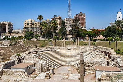 A Roman ancient theater site in Alexandria City in Egypt