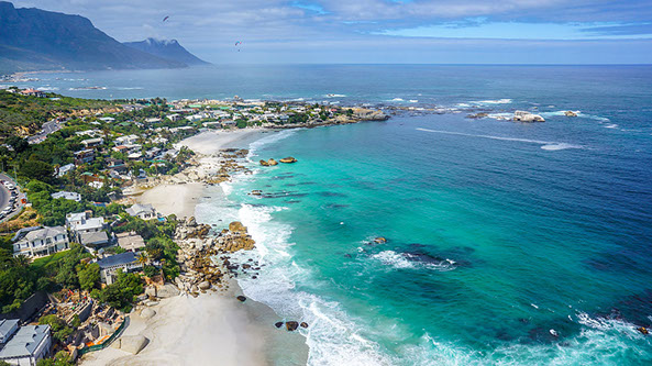 Aerial view of Clifton Beach in Cape Town, South Africa