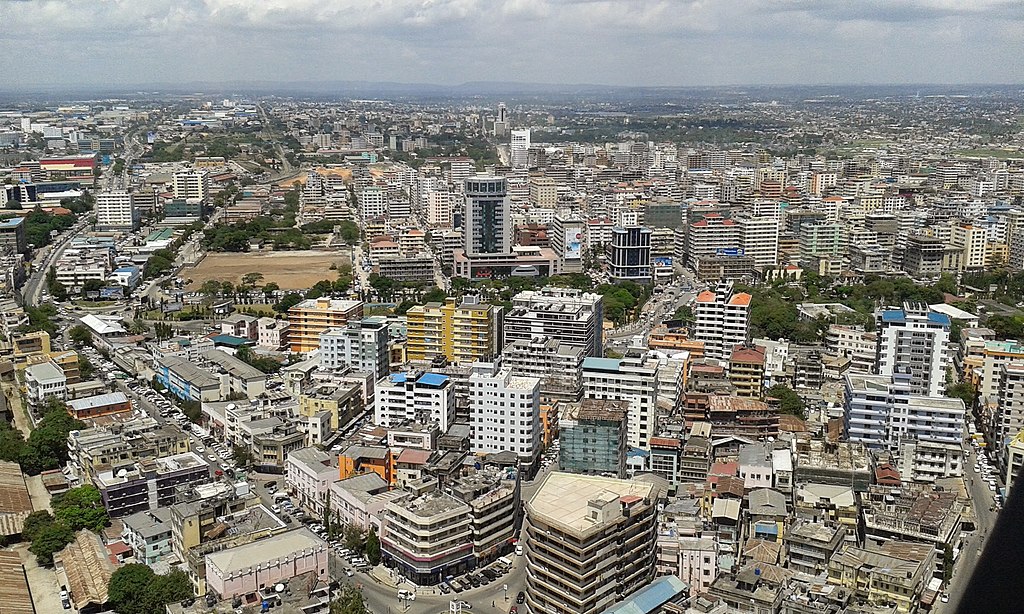 An aerial view of Dar es Salaam City, Tanzania