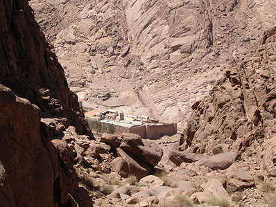 A view of the historical Saint Catherine Monastery at the foot of Mount Sinai "Jabal Musa"