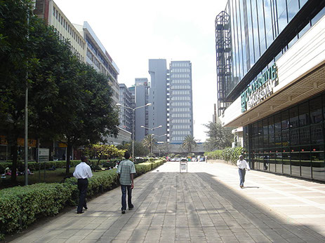 Street view of the Kenya Co-operative Bank in Nairobi City, Kenya