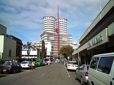 View of Nairobi City Street and the Headquarters of National Media Group