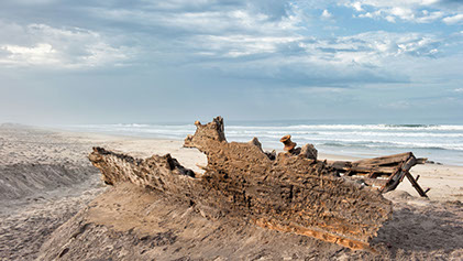 Countless shipwrecks abondoned in the Skeleton Coast Park in Namibia
