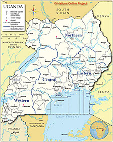 An Image of the current map of Uganda