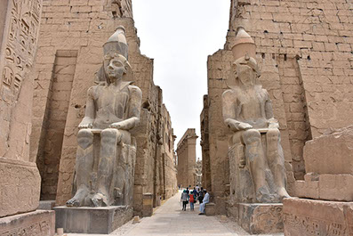 The Karnak Temple entrance statues