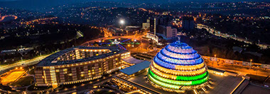 A glamourous view of Rwanda's Convention Centre in Kigali City, Rwanda