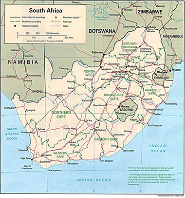 An image of the Current Political Map of South Africa