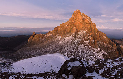 A glacia image of Mount Kenya in Kenya