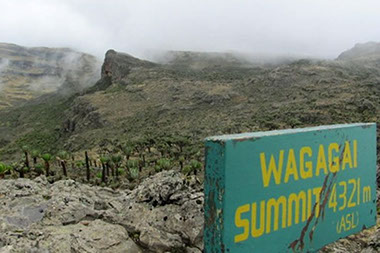 Wagagai is Mount Elgon's highiest peak. Mount Elgon is found in both Uganda and Kenya