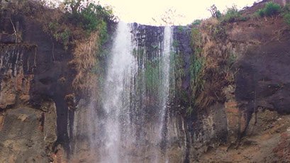 An image of one of the three series of waterfalls of Sipi falls on the foots of Mount Elgon