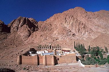 A stunning view of the world famous Saint Catherine Monastery in Egypt