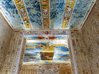 Wall painting inside the Valley of the Kings, Egypt