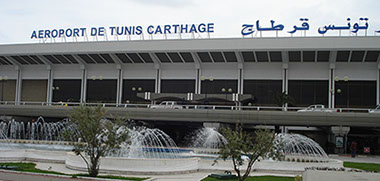 The Carthage International Airport in Tunis City in Tunisia