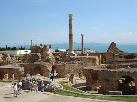 Ruins of the Baths of Antoninus in Carthage, in Tunis City, Tunisia