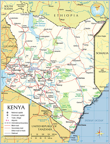 An image of the current Map of Kenya