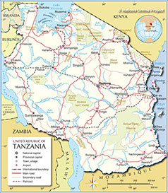 An Image of the current Map of Tanzania