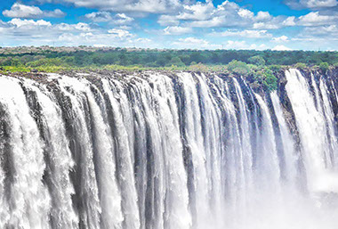 Overview image of the Victoria Falls in Zimbabwe