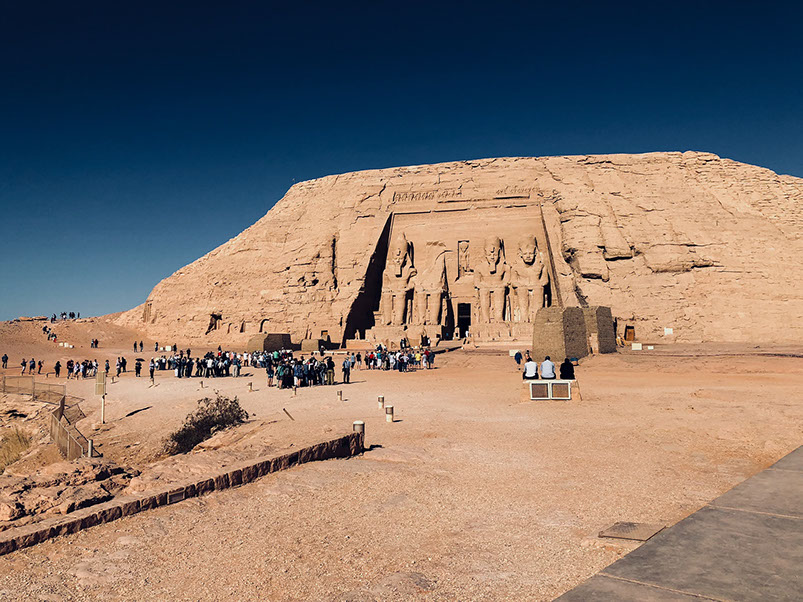 Tourists enjoying the sight of Abu Simbel Temples