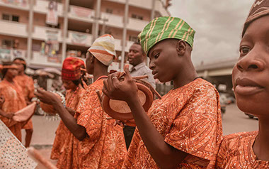An African traditional music group performing