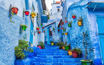 Chefchaouen is a popular morocco and Africa tourist destination for its blue-rinsed houses and buildings.